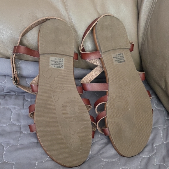 pop Brown Multi-Strap Ankle Buckle Sandals - Picture 2 of 3